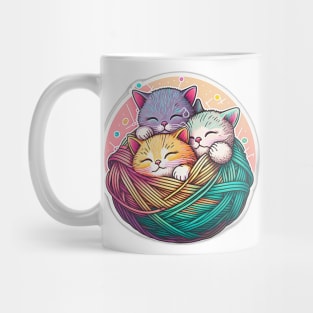 Cute Kittens in Ball of Yarn Pastel Mug